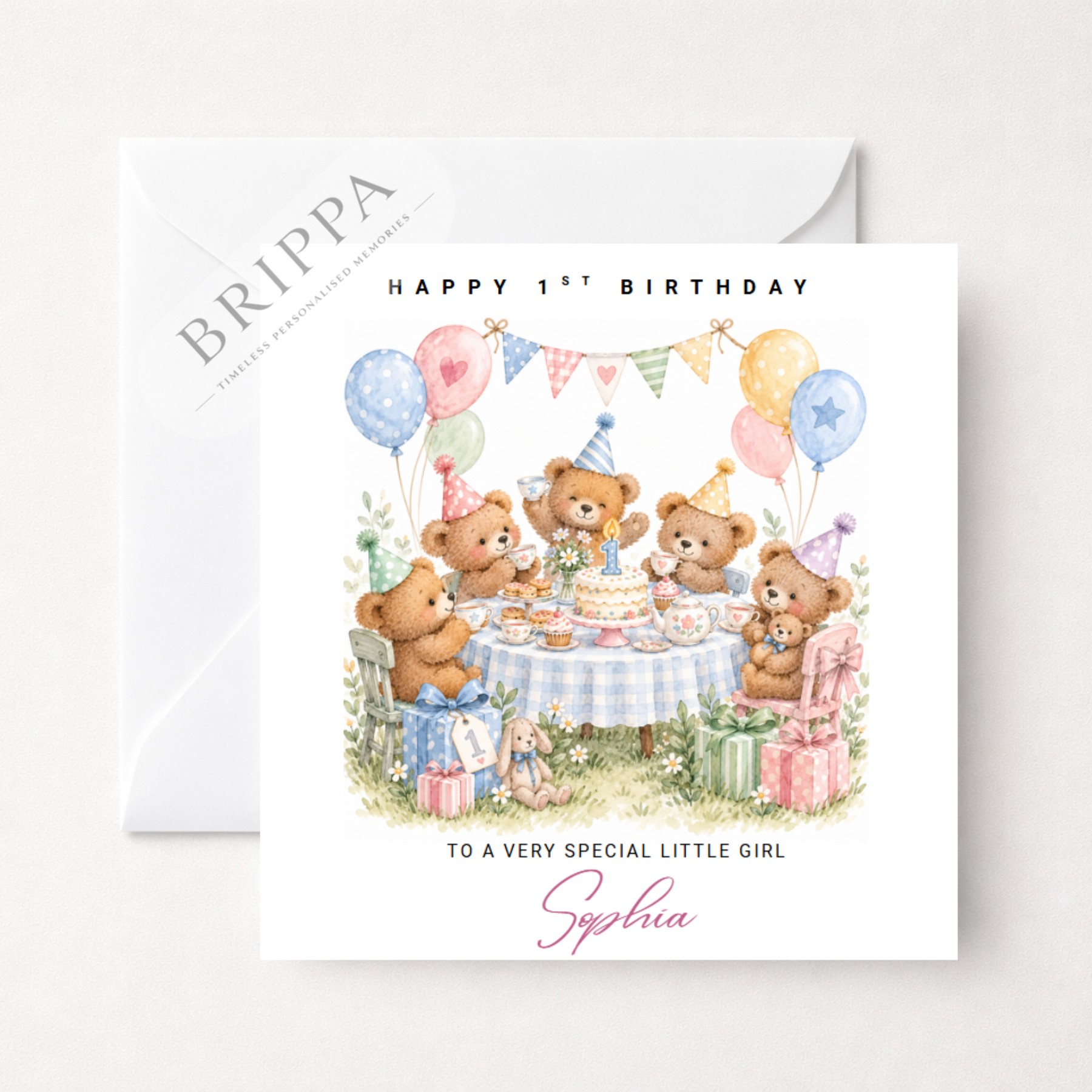 Personalised 1st Birthday Teddy Bears Card