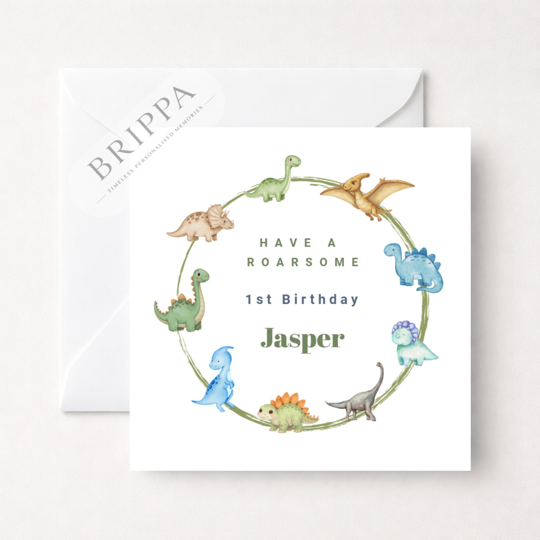 Personalised Dinosaur 1st Birthday Card