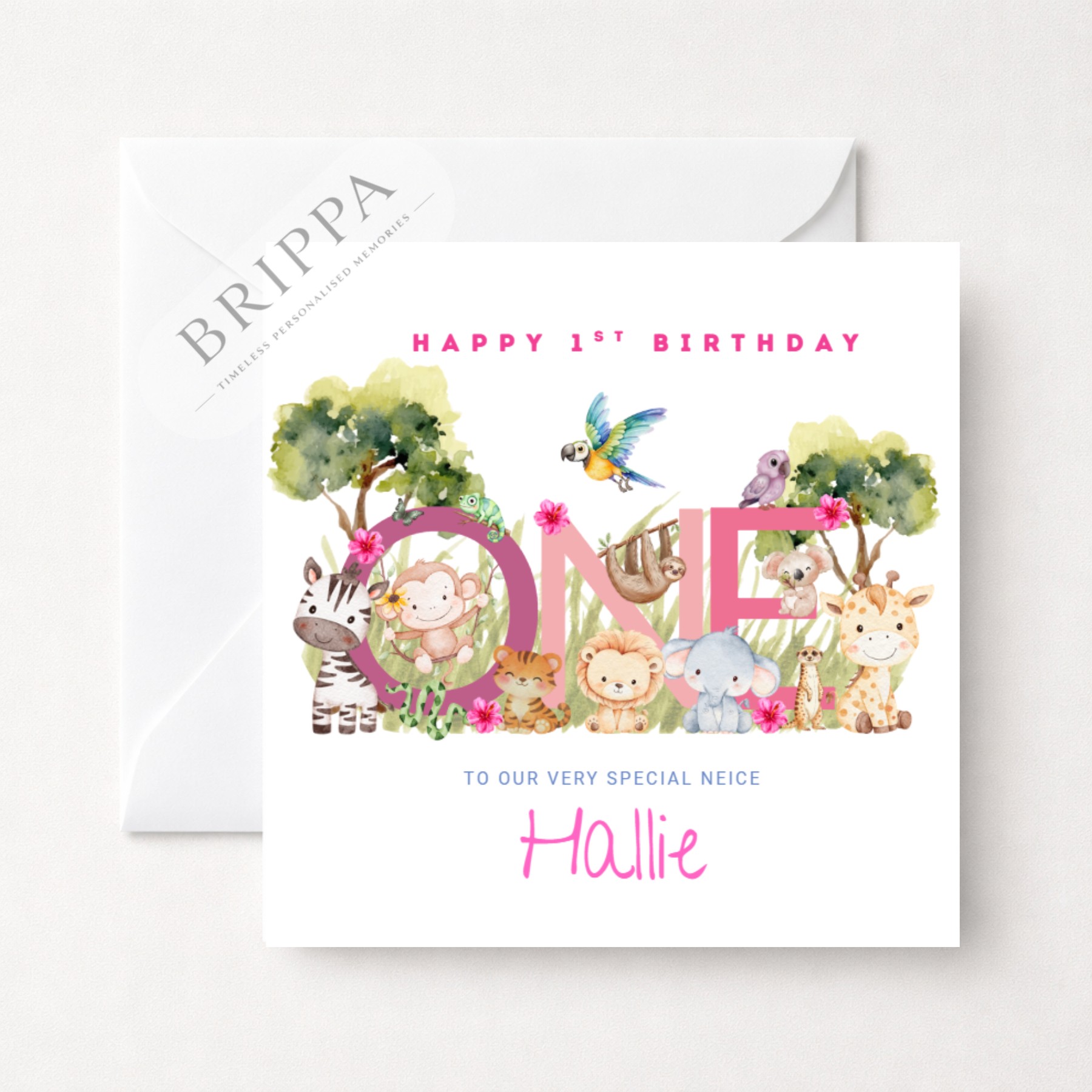 Personalised 1st Birthday Animal Card